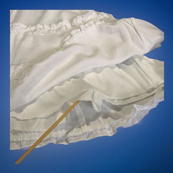 Trixxi Mini Dress Womens M Shoulder Straps White Tiered Ruffles Cottagecore - Picture 13 of 14